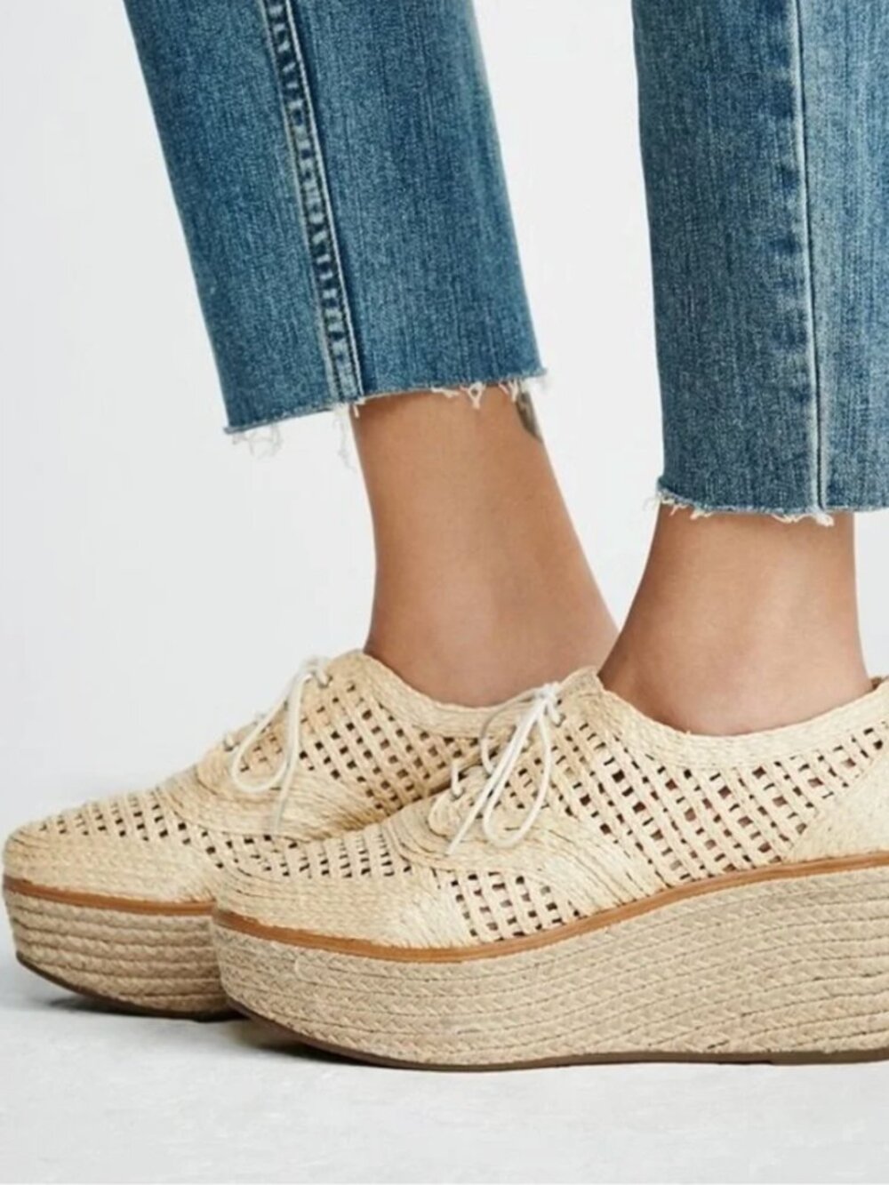 Schutz x Free People Jules Raffia Platform Espadrilles